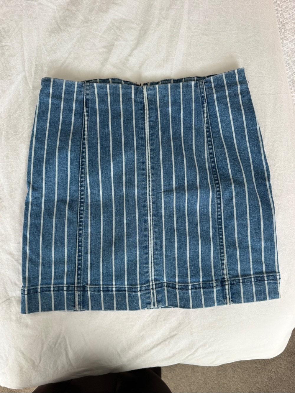 Striped Blue Denim Mini Skirt
